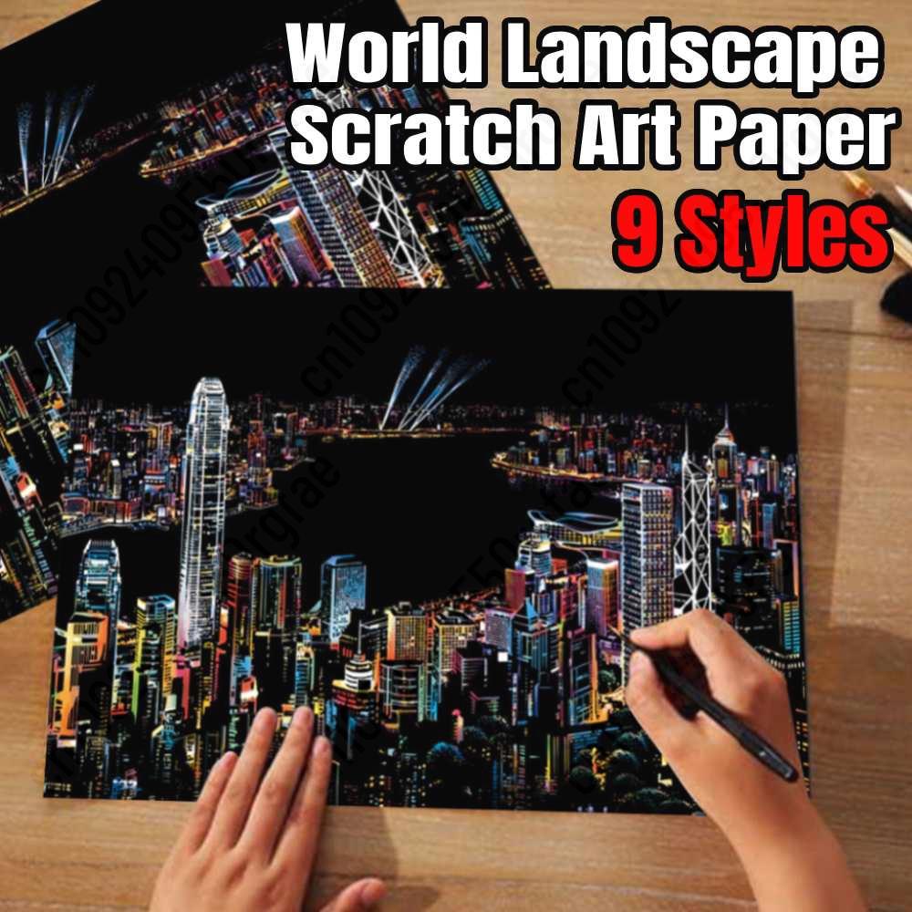 Kids Education World - Kit kartu kertas lukisan goresan seni