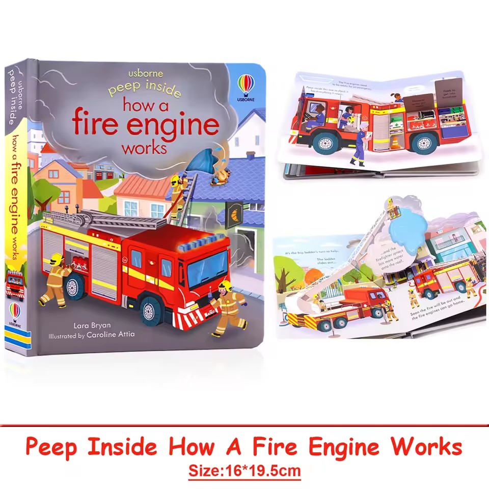 Usborne Peep Inside How A Fire - Kids Education Books ulasan dan harga