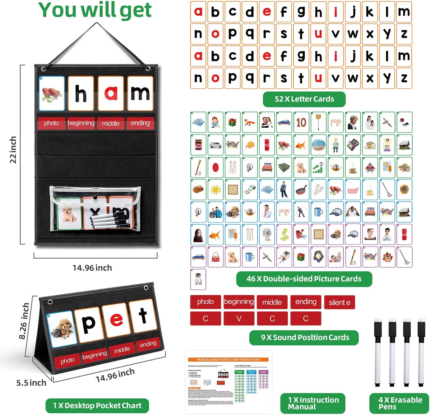 Bagan Saku Bangunan Kata CVC d - Phonics Card Game ulasan dan harga