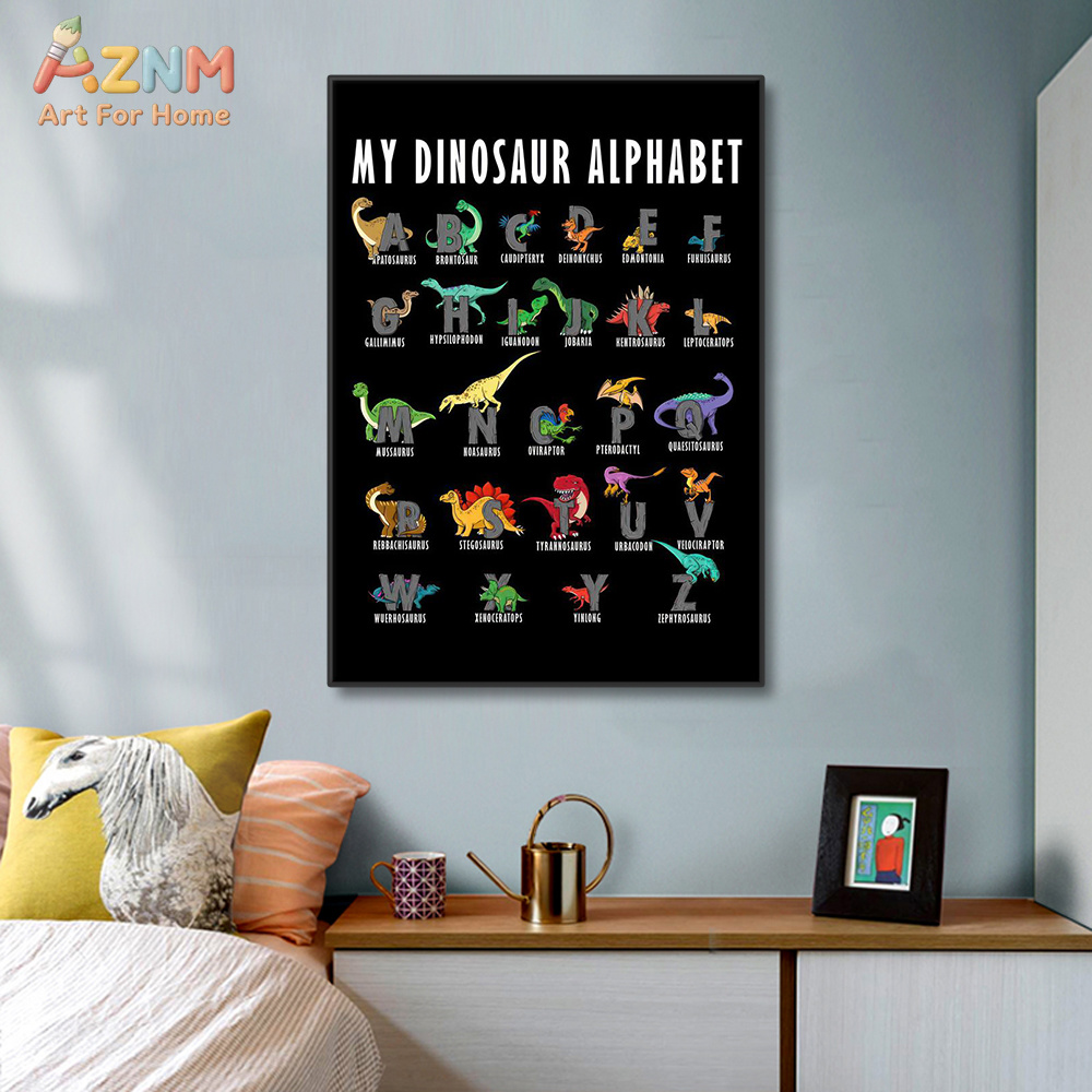 AZNM Dinosaurus Alfabet Kanvas - Background For Kids Education ulasan dan harga