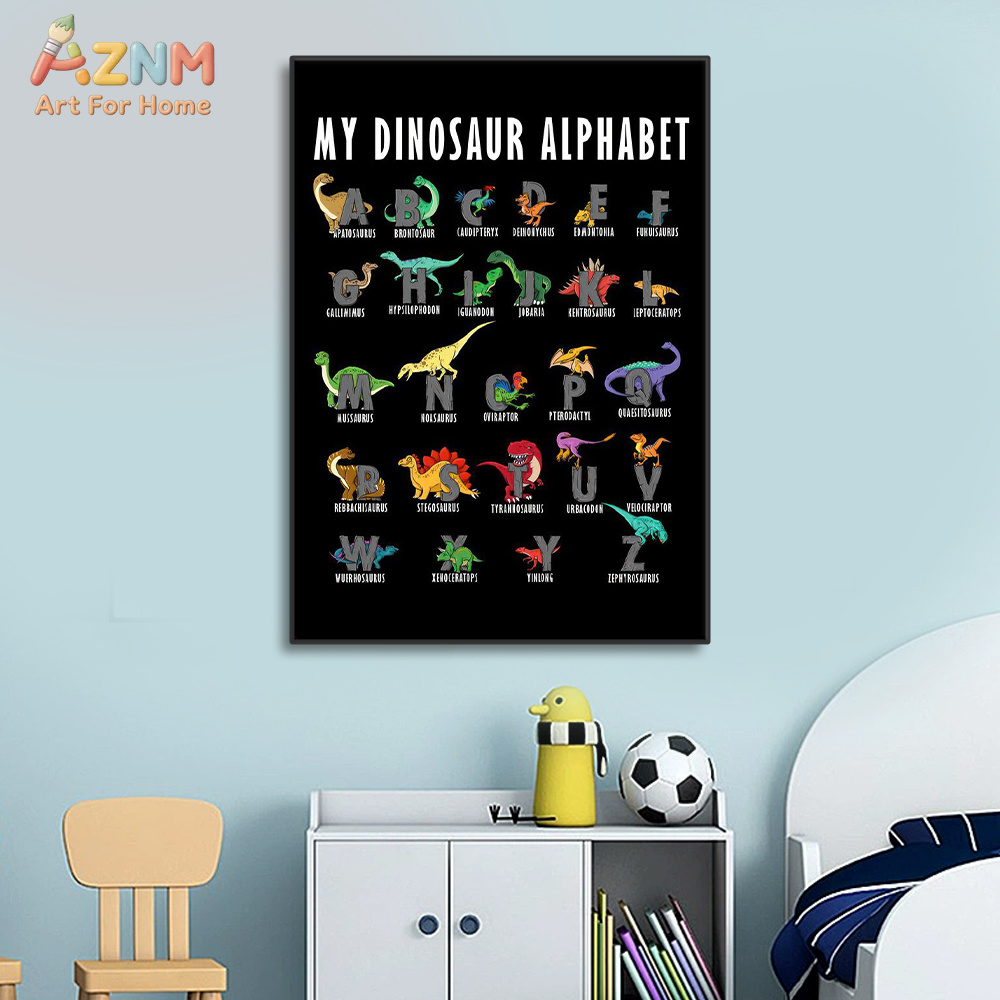 AZNM Dinosaurus Alfabet Kanvas - Background For Kids Education ulasan dan harga