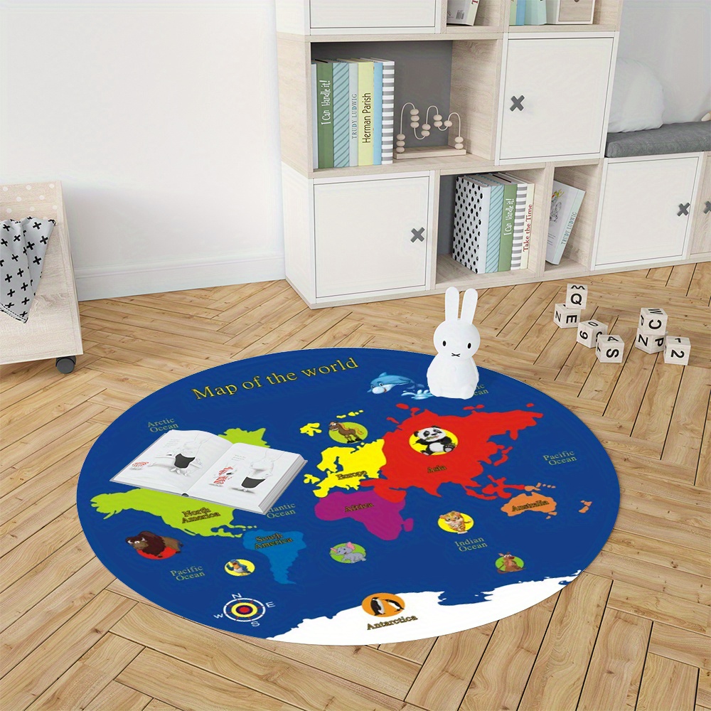 Karpet Bulat Peta Dunia Flanel - Kids Education World ulasan dan harga