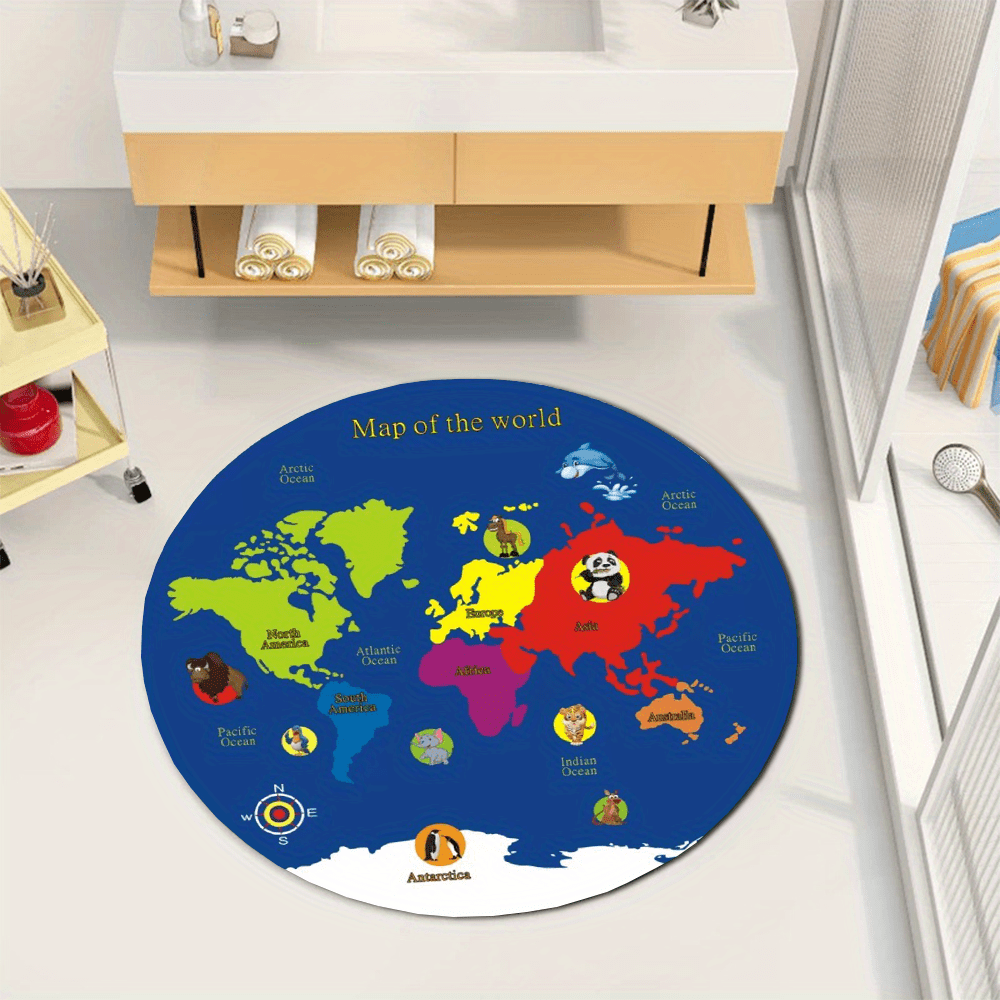 Karpet Bulat Peta Dunia Flanel - Kids Education World ulasan dan harga