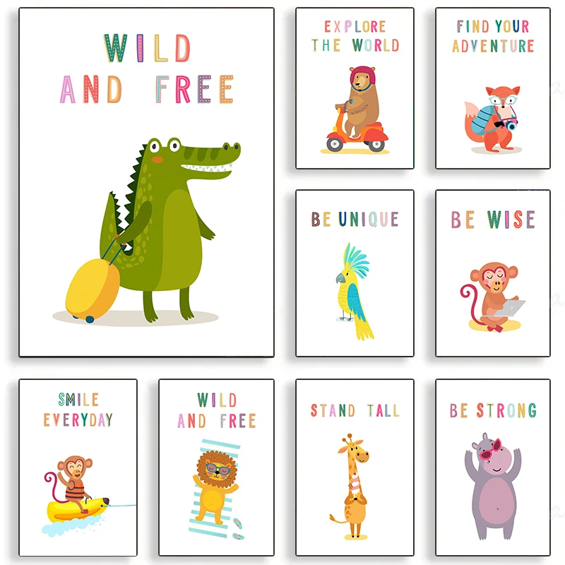 Kanvas Cetak Gambar Hewan Dind - English Kids Education ulasan dan harga